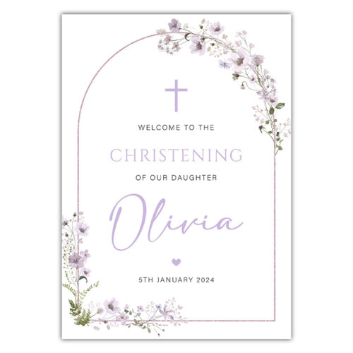 Christening Welcome Sign -  Lilac