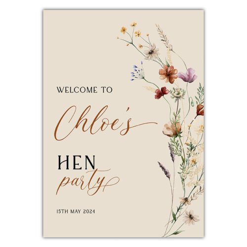 Hen Party Sign - Boho Floral