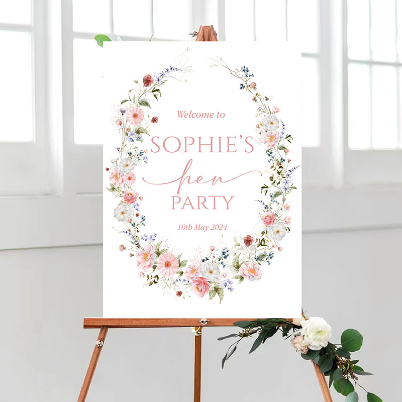 Hen Party Sign - Wild Floral Wreath - Image 2