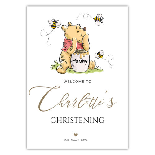 Christening Welcome Sign - Winnie The Pooh