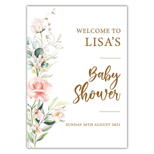 Baby Shower Welcome Sign - Pink Flower