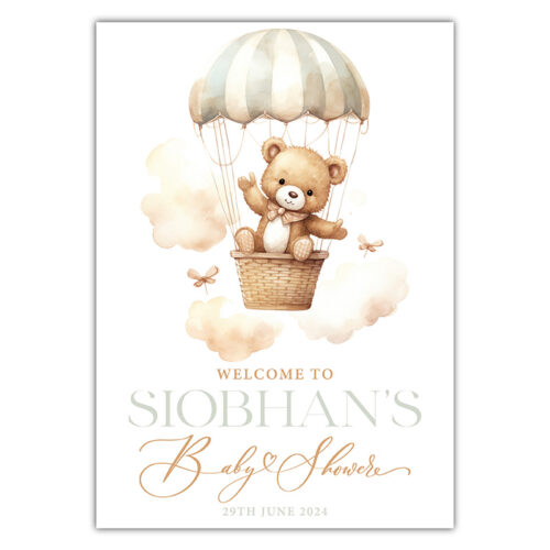 Baby Shower Welcome Sign - Hot Air Balloon - Neutral