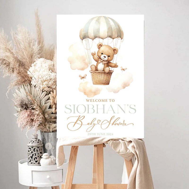 Baby Shower Welcome Sign - Hot Air Balloon - Neutral - Image 2