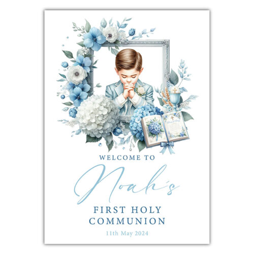 Communion Party Sign - Blue Frame