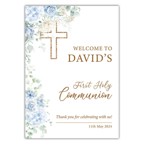 Communion Party Sign - Dusky Blue