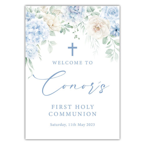 Communion Welcome Sign - Dusty Blue