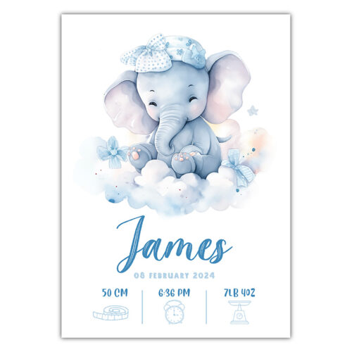 Elephant Blue - Bedroom Wall Sign