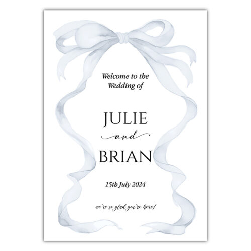 Welcome Sign - Blue Bow