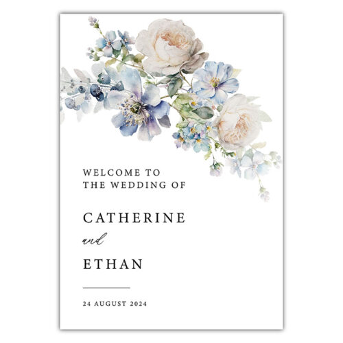 Welcome Sign - Dusty Blue Floral