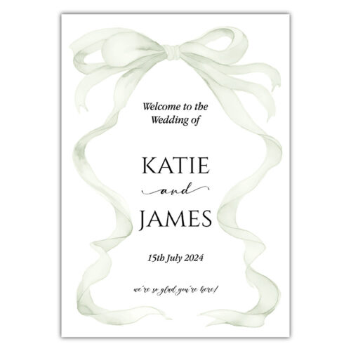 Welcome Sign - Green Bow