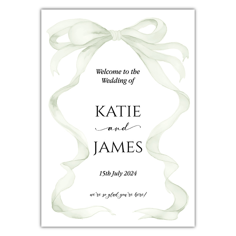 Welcome Sign - Green Bow