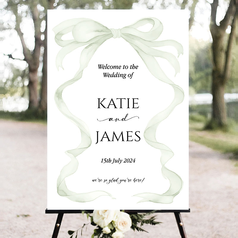 Welcome Sign - Green Bow - Image 2