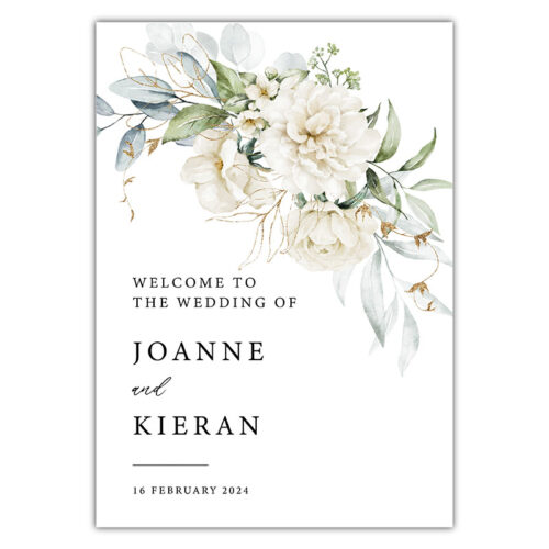 Welcome Sign - White Roses