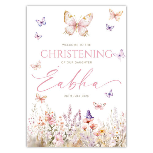 Christening Welcome Sign - Butterfly